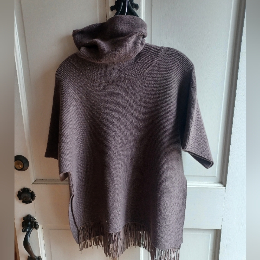 Fabiana Filippi Wool/Cashmere/Silk Taupe Turtleneck Sweater